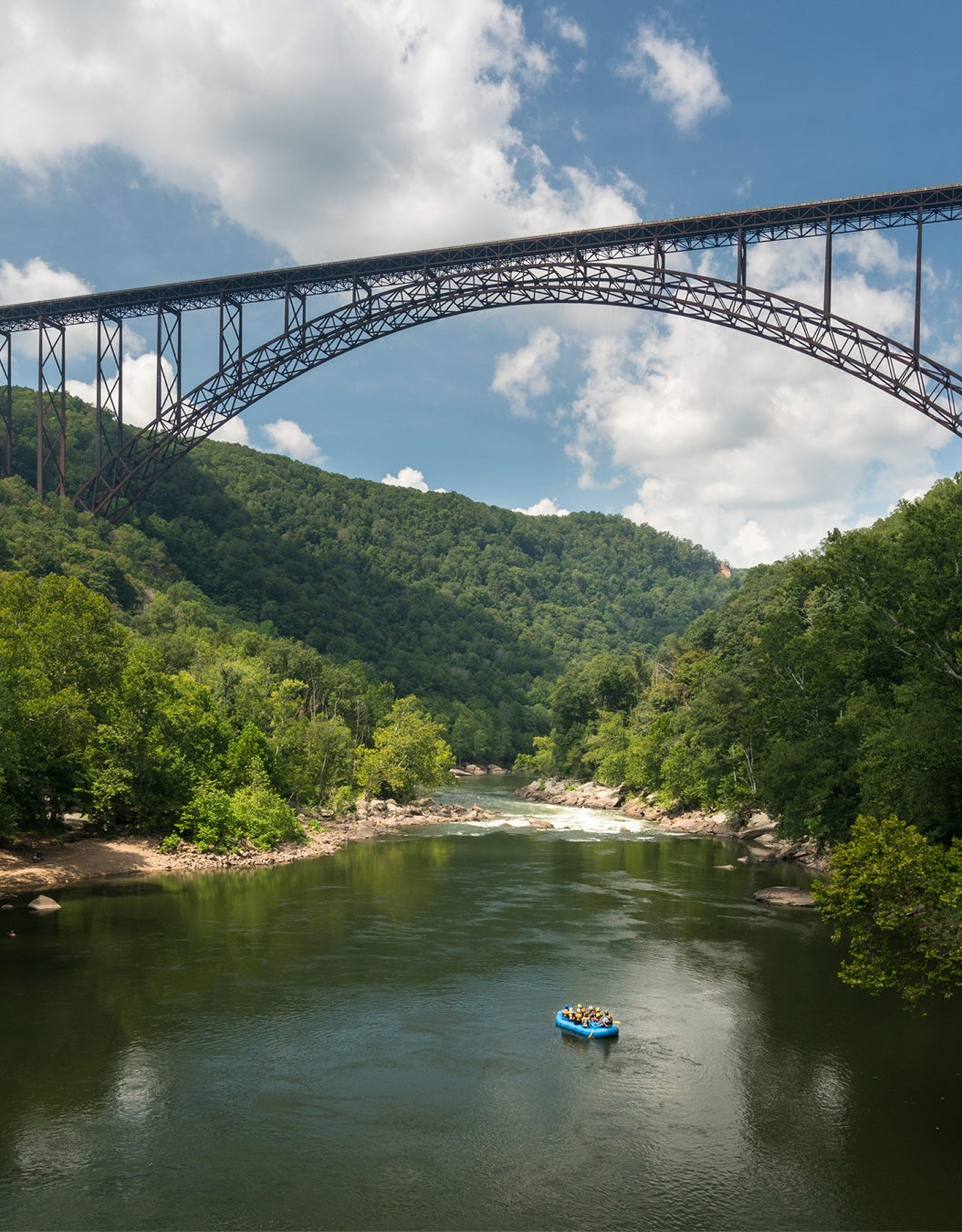 Fishing along New River Gorge near Fayetteville, West Virginia